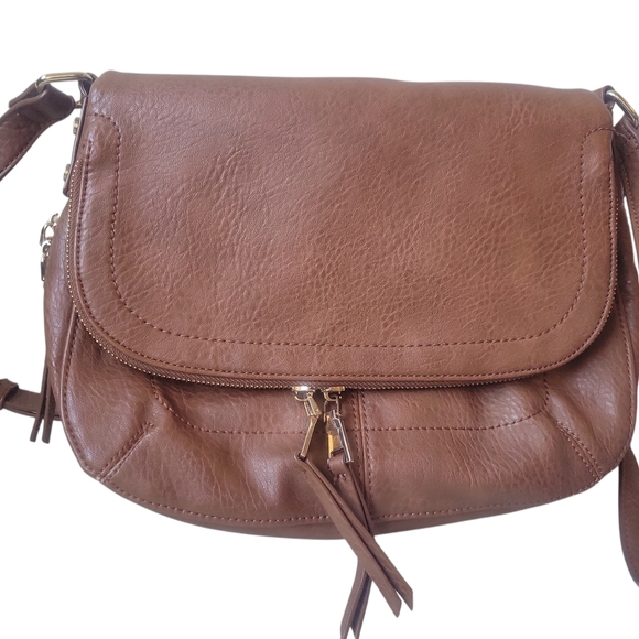 Urban Expressions Handbags - Urban Expressions Elegant Brown Leather Shoulder Bag